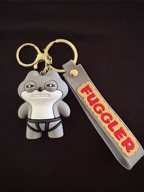 Fuggler Grey Rubber Character Keychain Bag Charm With Strap